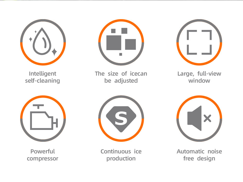 Mașină de Gheață HALEY, 12 kg/24h, Compactă, Avertizare Gheață Plină și Apă Joasă, Curățare Automată, 112W