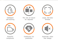 Mașină de Gheață HALEY, 12 kg/24h, Compactă, Avertizare Gheață Plină și Apă Joasă, Curățare Automată, 112W