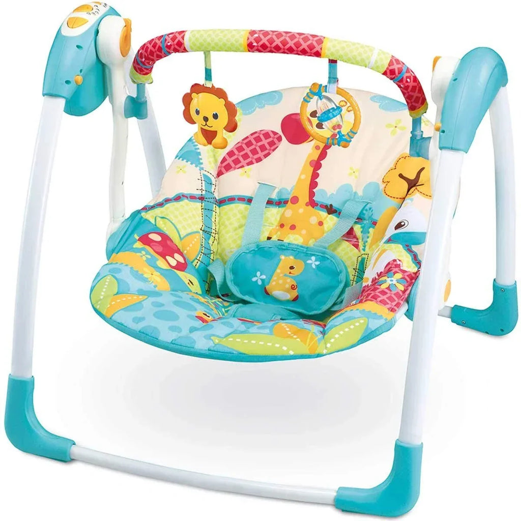 Balansoar electric portabil bebeluși Mastela 6511, 7 melodii, 5 viteze, 3-11 kg, alimentare USB, gri-bej