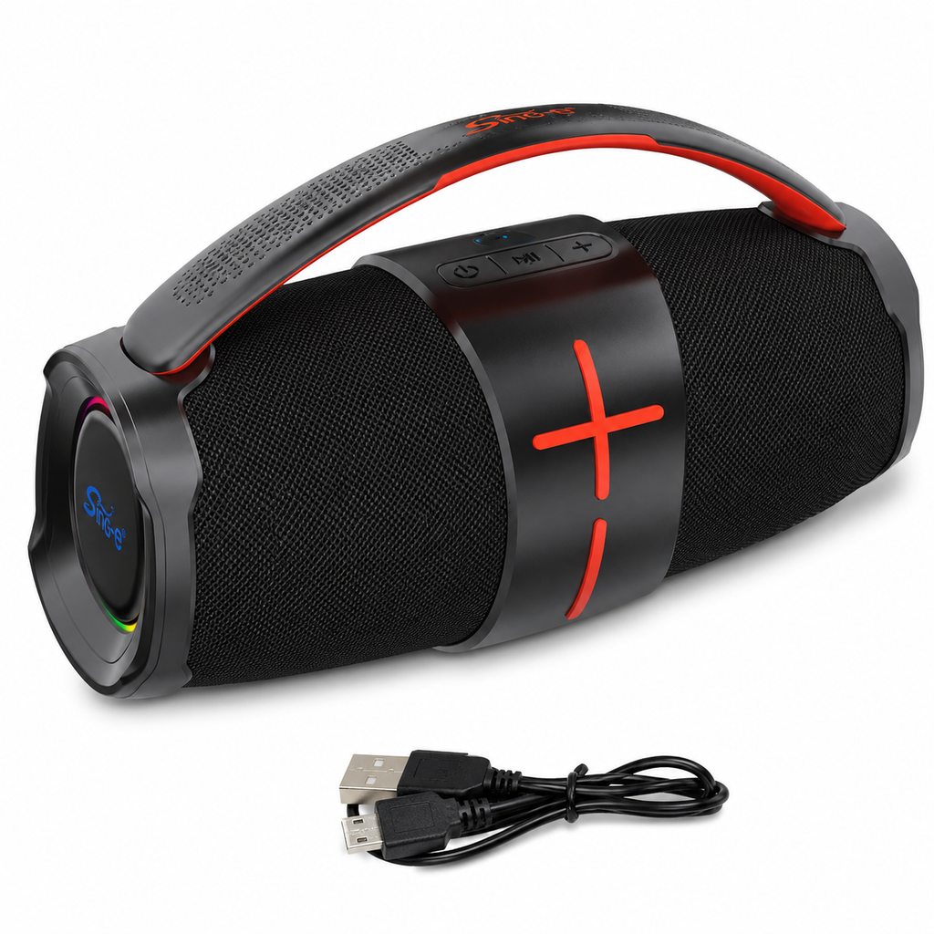 Boxă portabilă Sing-E ZQS-L13, 2x2.25 inch, 200 W PMPO, baterie 3000 mAh, IPX5, LED RGB, negru