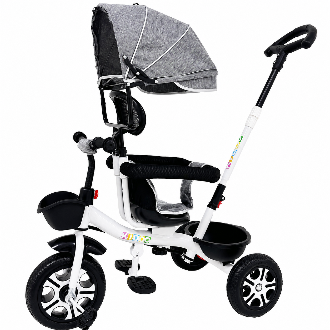Tricicletă evolutivă KIDOO KD-X06, scaun rotativ 360°, copertină cu protecție UV, roți cauciuc, 9 luni-6 ani