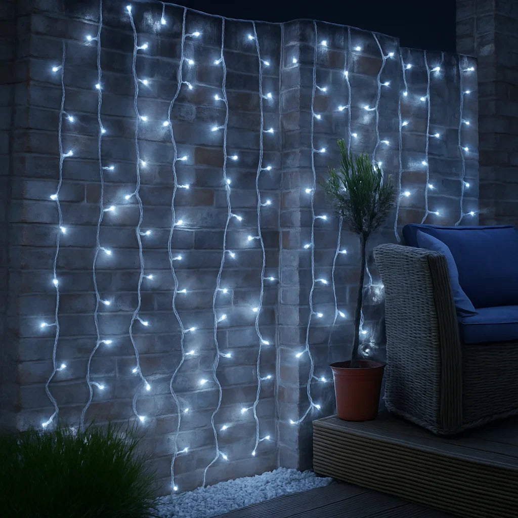 Perdea luminoasă LED AT Performance, 3x2 m, 240 LED, IP65, efect curgere, alb cald