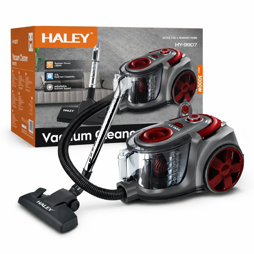 Aspirator fără sac HALEY HY-9907, 3000 W, recipient 4,5 L, filtru HEPA, tub telescopic metalic