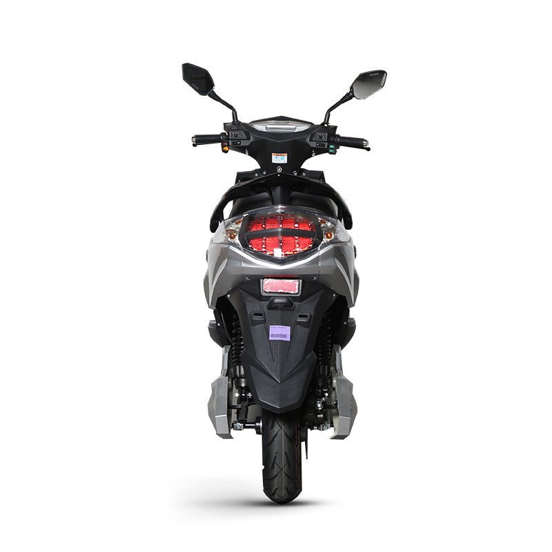 Scuter Electric Nmoto X1 Gri cu Motor Bosch 2020W – Viteză Max. 45 km/h, Autonomie 75 km, Dimensiuni 1750×570×1140mm, Greutate 80Kg, Portbagaj Detașabil, Alb/Negru Carte RAR (C.I.V) + CADOU Tricou N-Moto