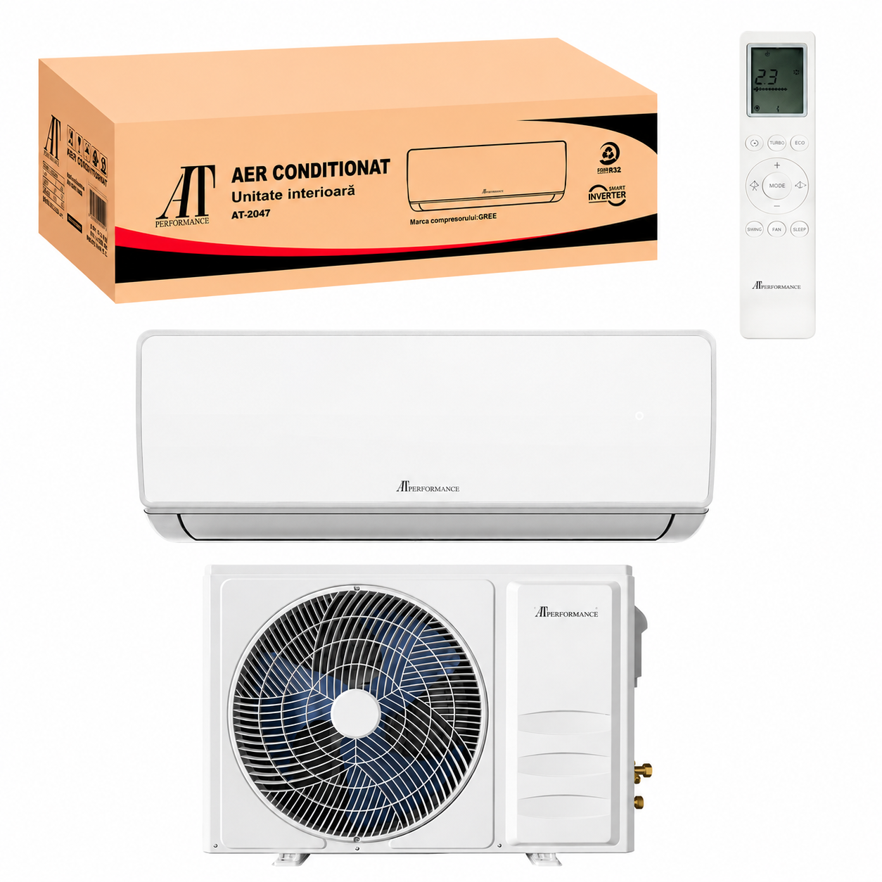 Aer condiționat inverter AT Performance, 12000 BTU, R32, răcire și încălzire, kit instalare inclus