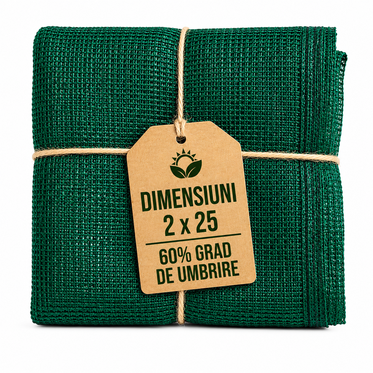 Plasă de umbrire AT Performance AT-2049, HDPE, 2x25 m, grad umbrire 60%, protecție UV, verde