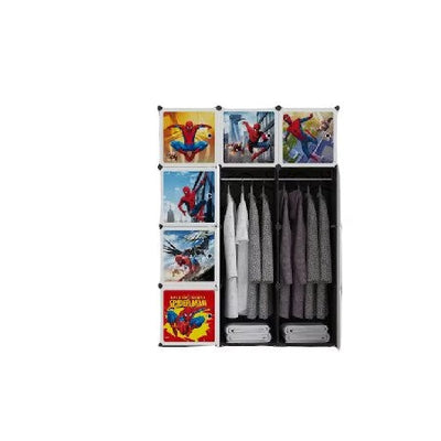 Dulap modular pentru copii AT Performance, 12 rafturi, 110x37x147 cm, sistem plug-in, negru