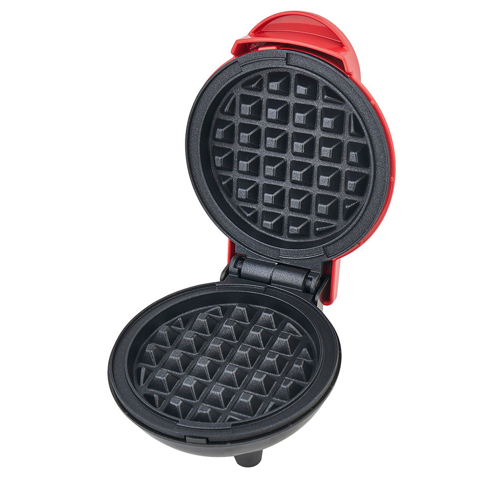 Aparat de gofre mini HALEY, 800 W, plăci duble antiaderente, indicator luminos, roșu