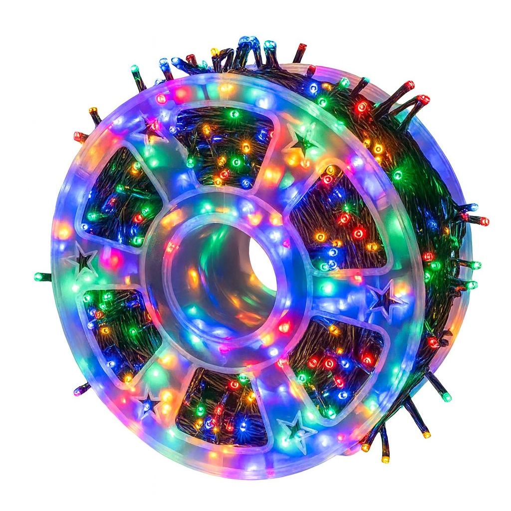 Set Decor Crăciun Premium – Brad Artificial 2.1m cu Zăpadă + Instalație Liniară 50m, 240 LED Multicolor, 8 Jocuri de Lumini