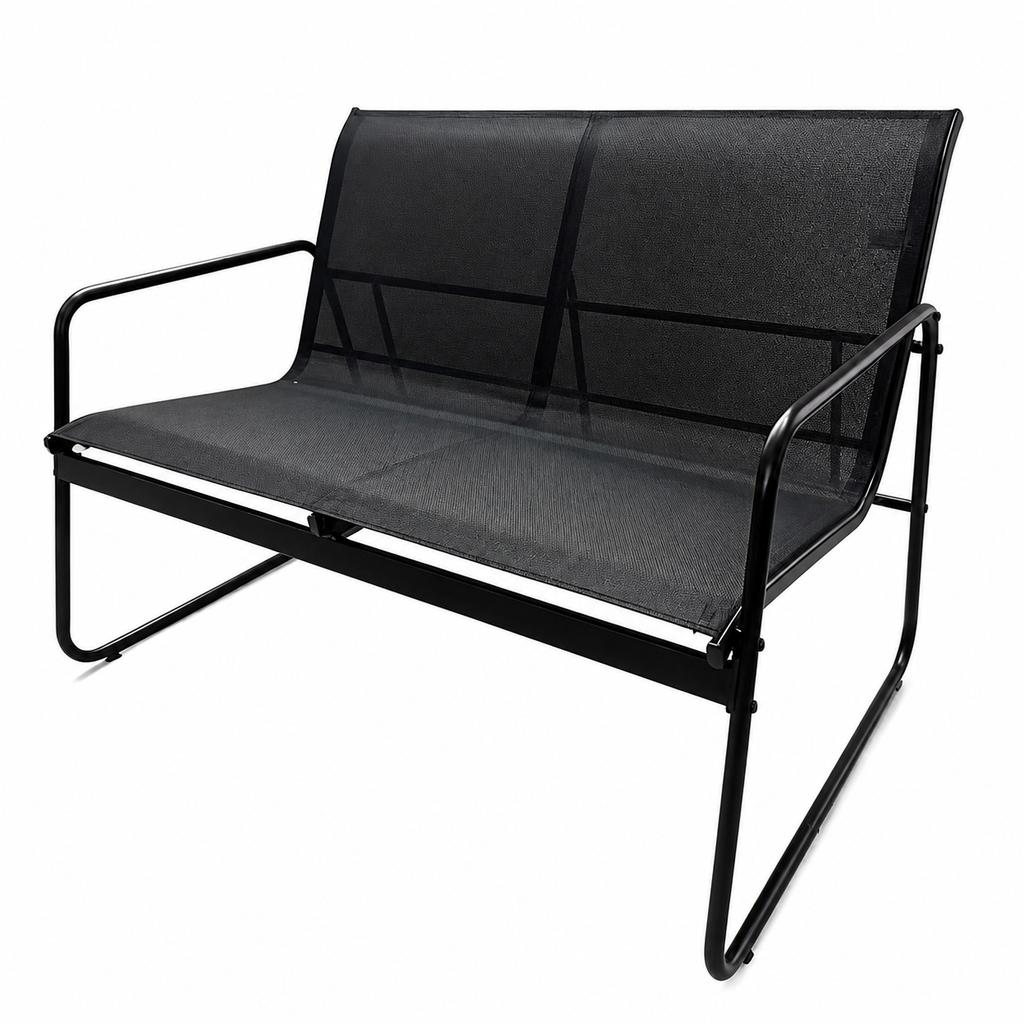 Set mobilier terasă AT Performance, 4 piese, canapea 2 locuri, 2 fotolii, măsuță cu blat sticlă, cadru metalic