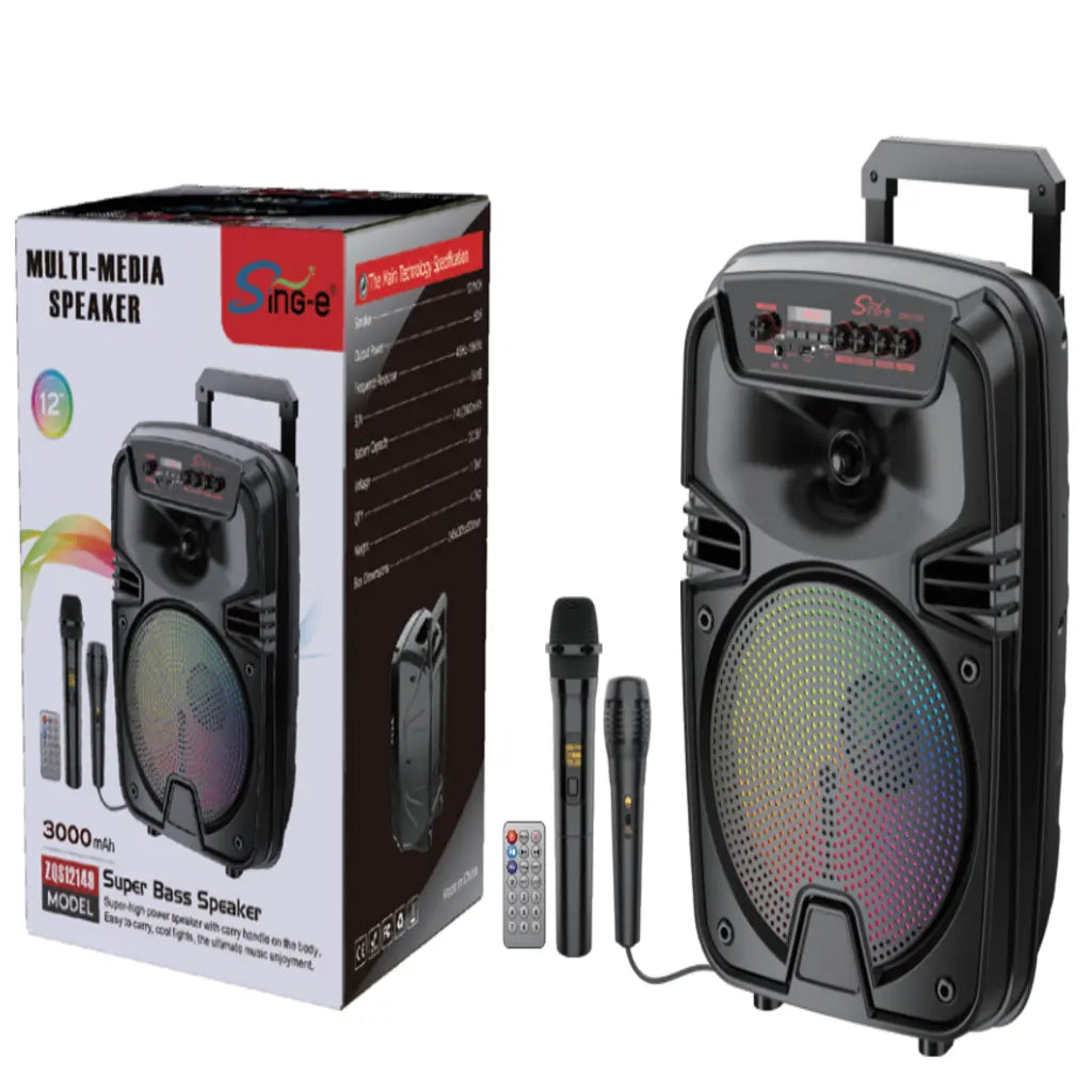 Boxă karaoke portabilă Sing-E ZQS12149, 12 inch, 200 W, bluetooth 5.3, acumulator 3000 mAh