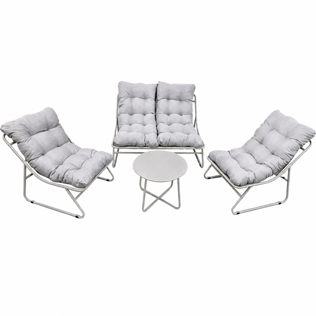 Set mobilier grădină AT Performance, 4 piese, canapea 2 locuri, 2 fotolii, măsuță 60 cm, cadru metalic