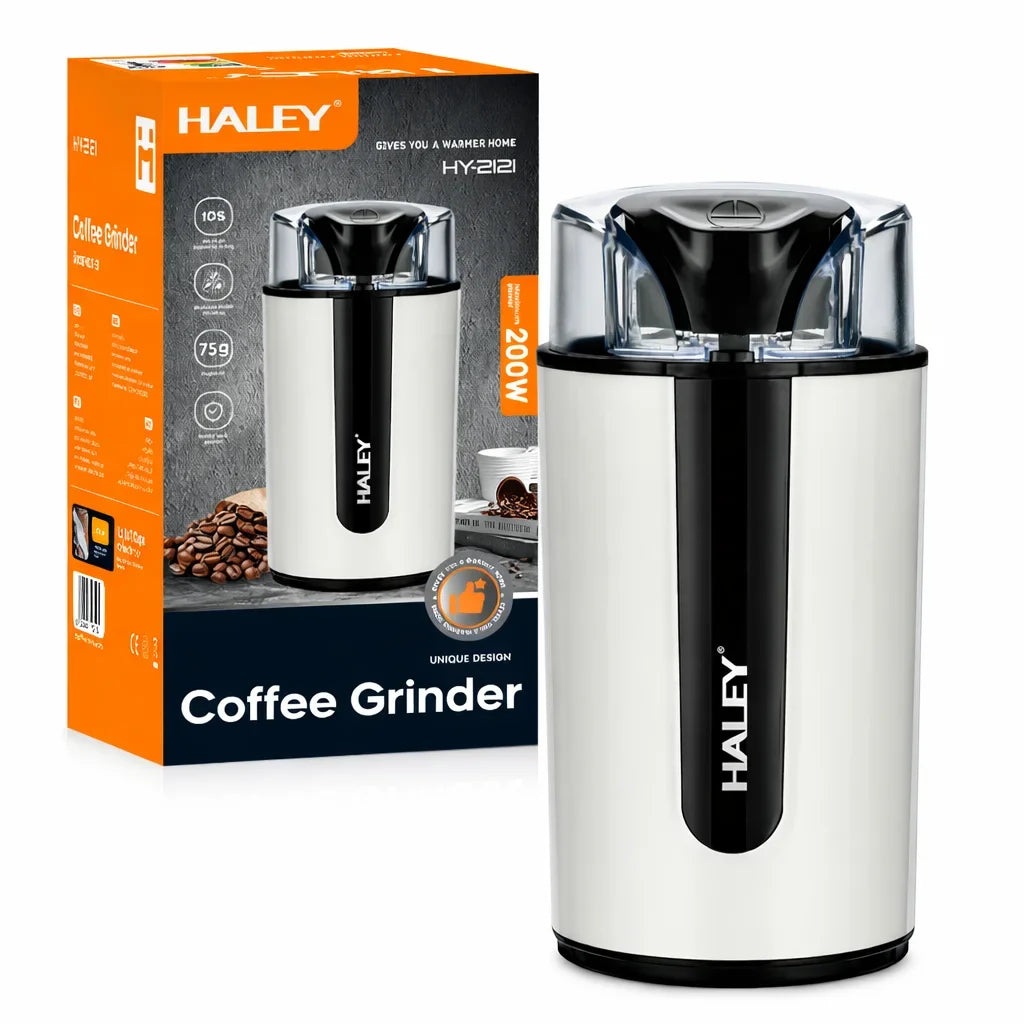 Râșniță electrică de cafea HALEY HY-212I, 200 W, 75 g, lame din oțel inoxidabil, până la 3 cești