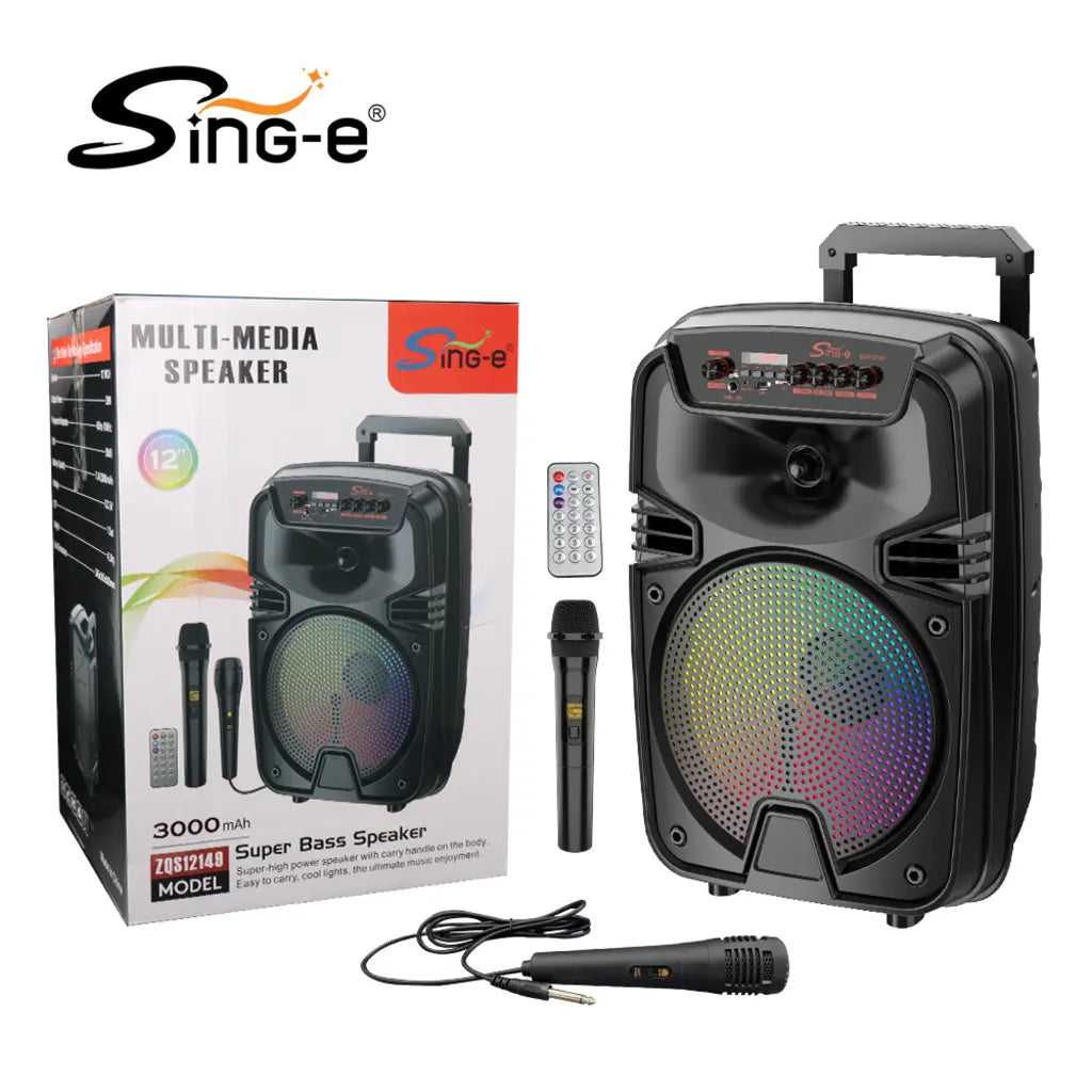Boxă karaoke portabilă Sing-E ZQS12149, 12 inch, 200 W, bluetooth 5.3, acumulator 3000 mAh