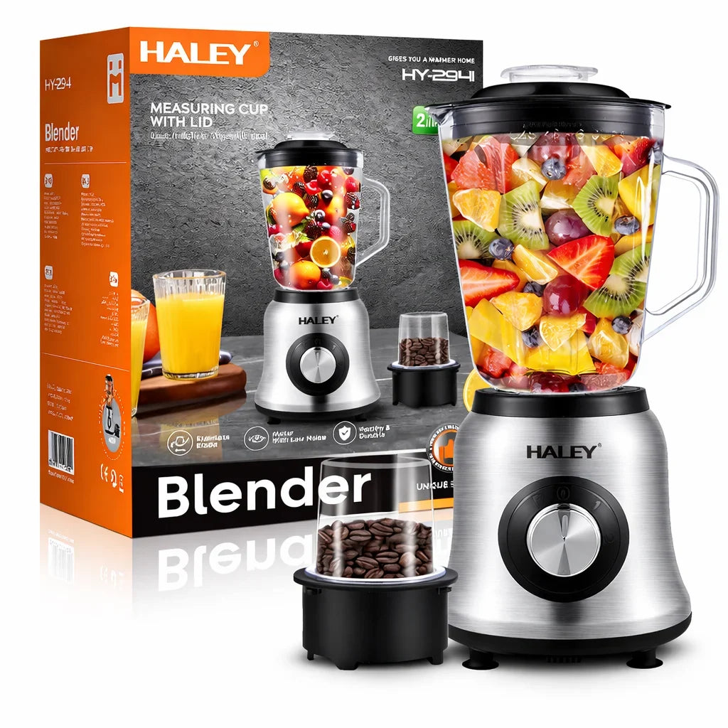 Blender multifuncțional HALEY HY-2941, 1000 W, bol sticlă 1,5 L, râșniță 120 g, 2 viteze