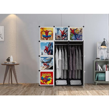 Dulap modular pentru copii AT Performance, 12 rafturi, 110x37x147 cm, sistem plug-in, negru