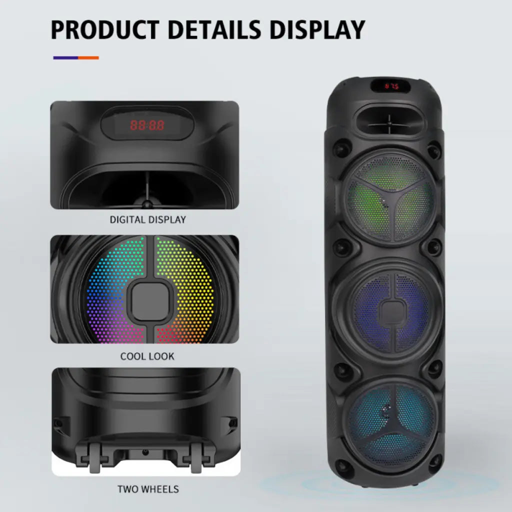 Boxă karaoke portabilă Sing-E ZQS8308, 3x8 inch, 400 W PMPO, baterie 6000 mAh, microfon wireless