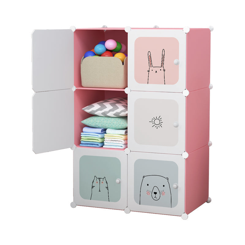 Dulap modular pentru copii AT Performance, 6 rafturi, 74x37x110 cm, plastic dur, roz