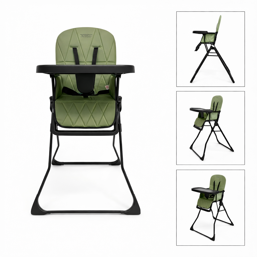 Scaun de masă pliabil pentru copii KIDOO HCY021, 6-36 luni, max 15 kg, structură metalică, cu tavă