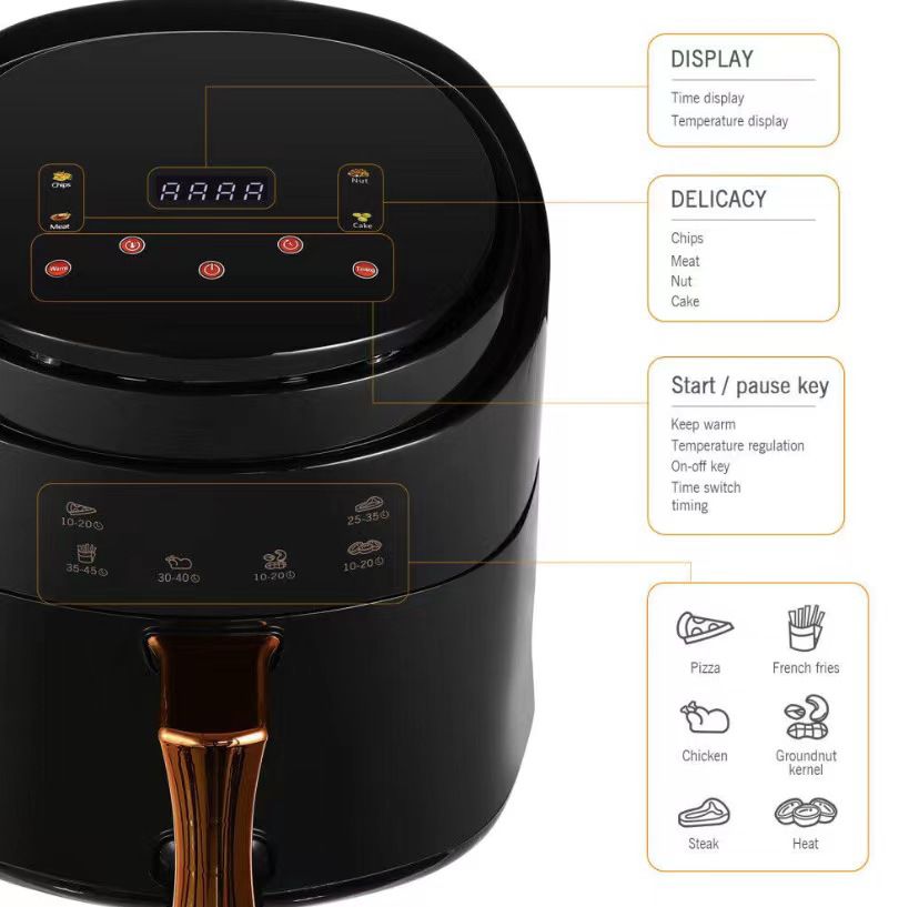 Friteuză cu aer cald AT Performance, 8 L, 2400 W, 8 programe, timer 60 min, negru