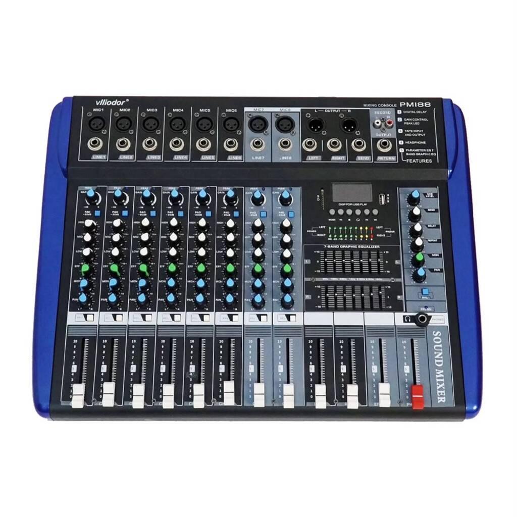 Mixer audio profesional AT Performance PM188, 8 canale, USB player, egalizator 7 benzi, digital delay