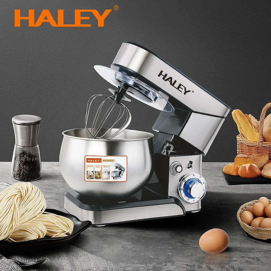 Mixer planetar HALEY HY-2403, 2200 W, bol inox 7 L, 6 viteze și turbo, argintiu