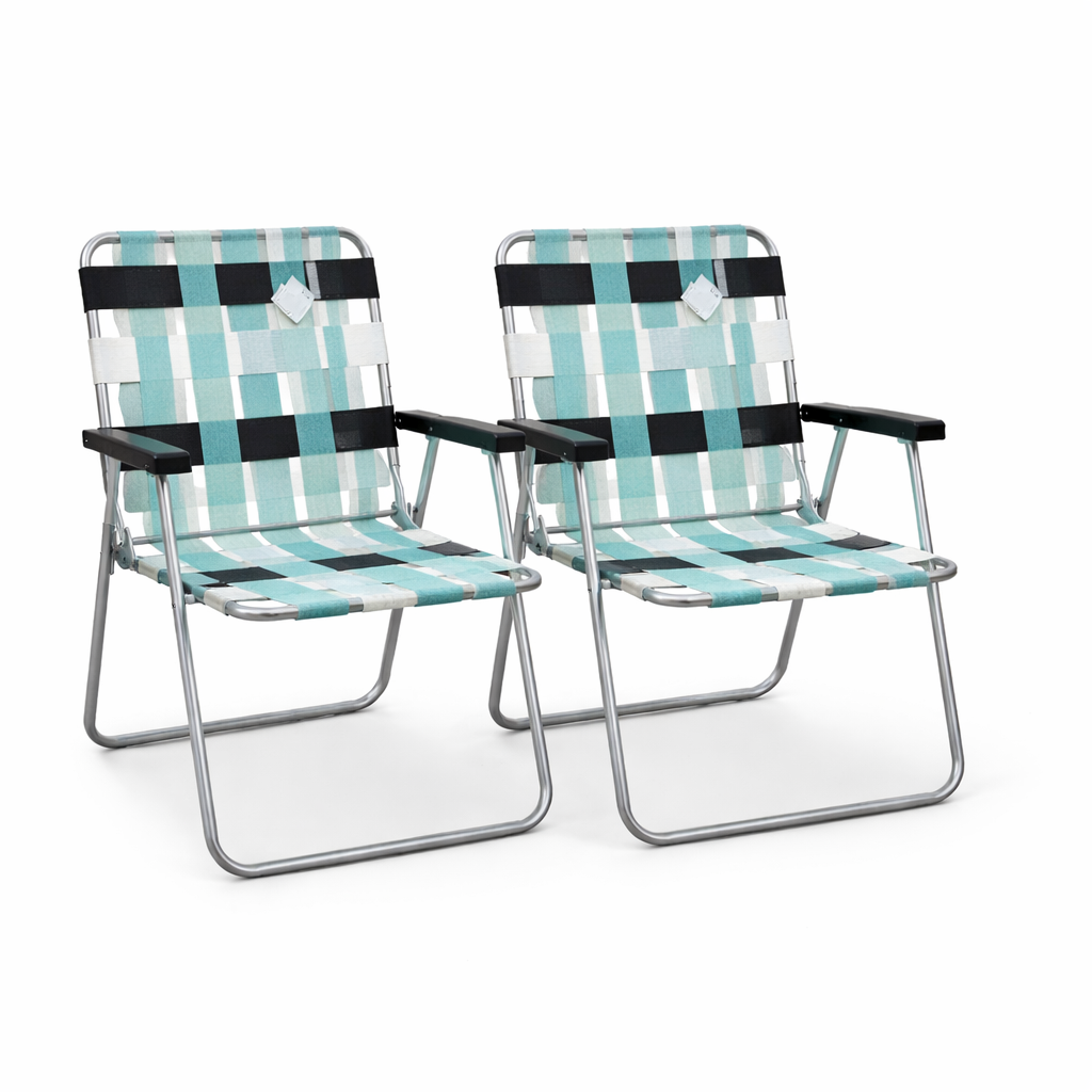 Set 2 scaune pliabile camping AT Performance, cadru oțel, 90 kg, 79x57x64 cm, model în carouri