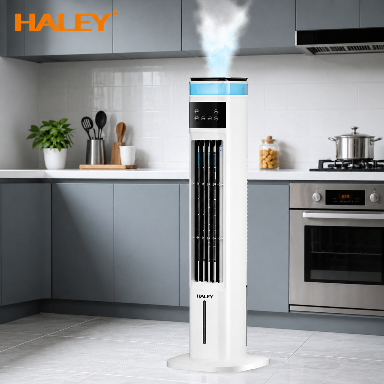 Răcitor de aer 4 în 1 HALEY HY-6115, 70 W, rezervor 4,5 L, 3 viteze, telecomandă, alb