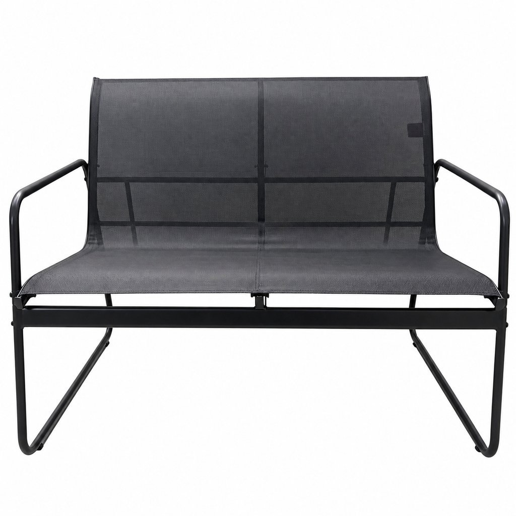Set mobilier terasă AT Performance, 4 piese, canapea 2 locuri, 2 fotolii, măsuță cu blat sticlă, cadru metalic