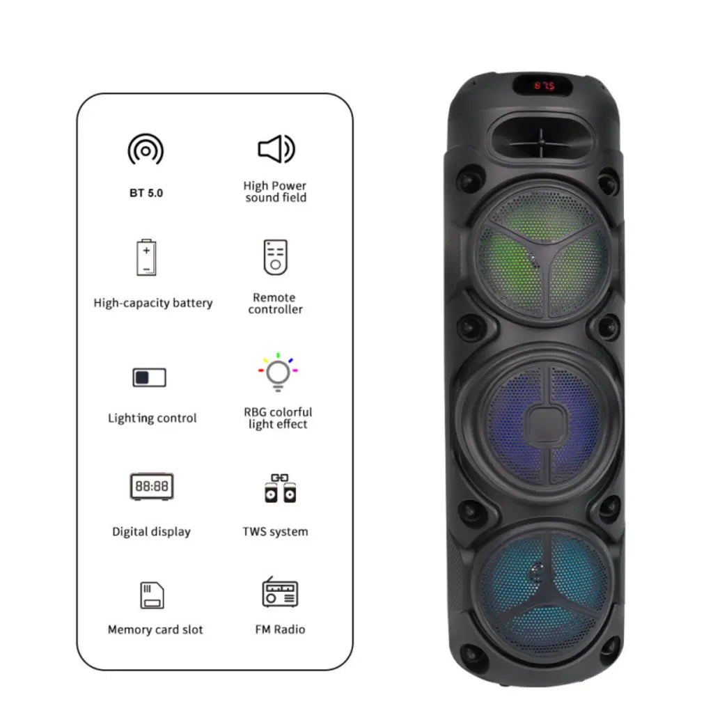 Boxă karaoke portabilă Sing-E ZQS8308, 3x8 inch, 400 W PMPO, baterie 6000 mAh, microfon wireless