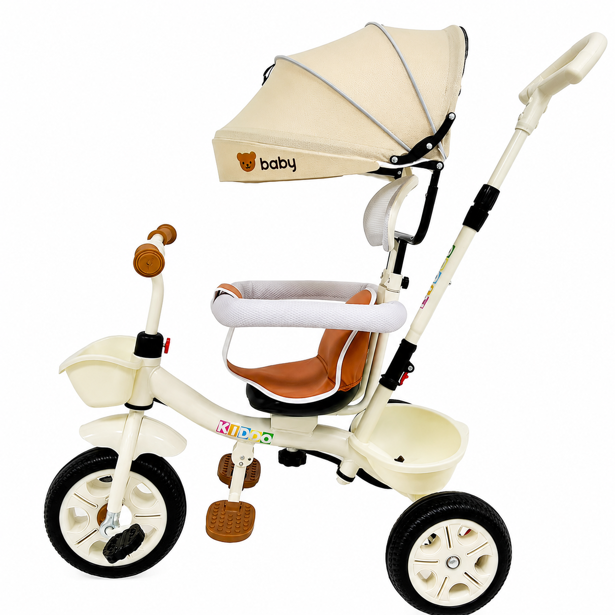 Tricicletă evolutivă KIDOO KD-X06, scaun rotativ 360°, copertină cu protecție UV, roți cauciuc, 9 luni-6 ani