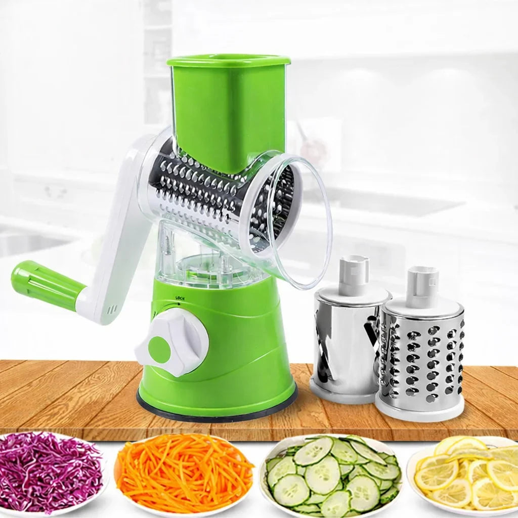 Răzătoare manuală AT Performance, 3 lame rotative din inox, corp ABS, verde