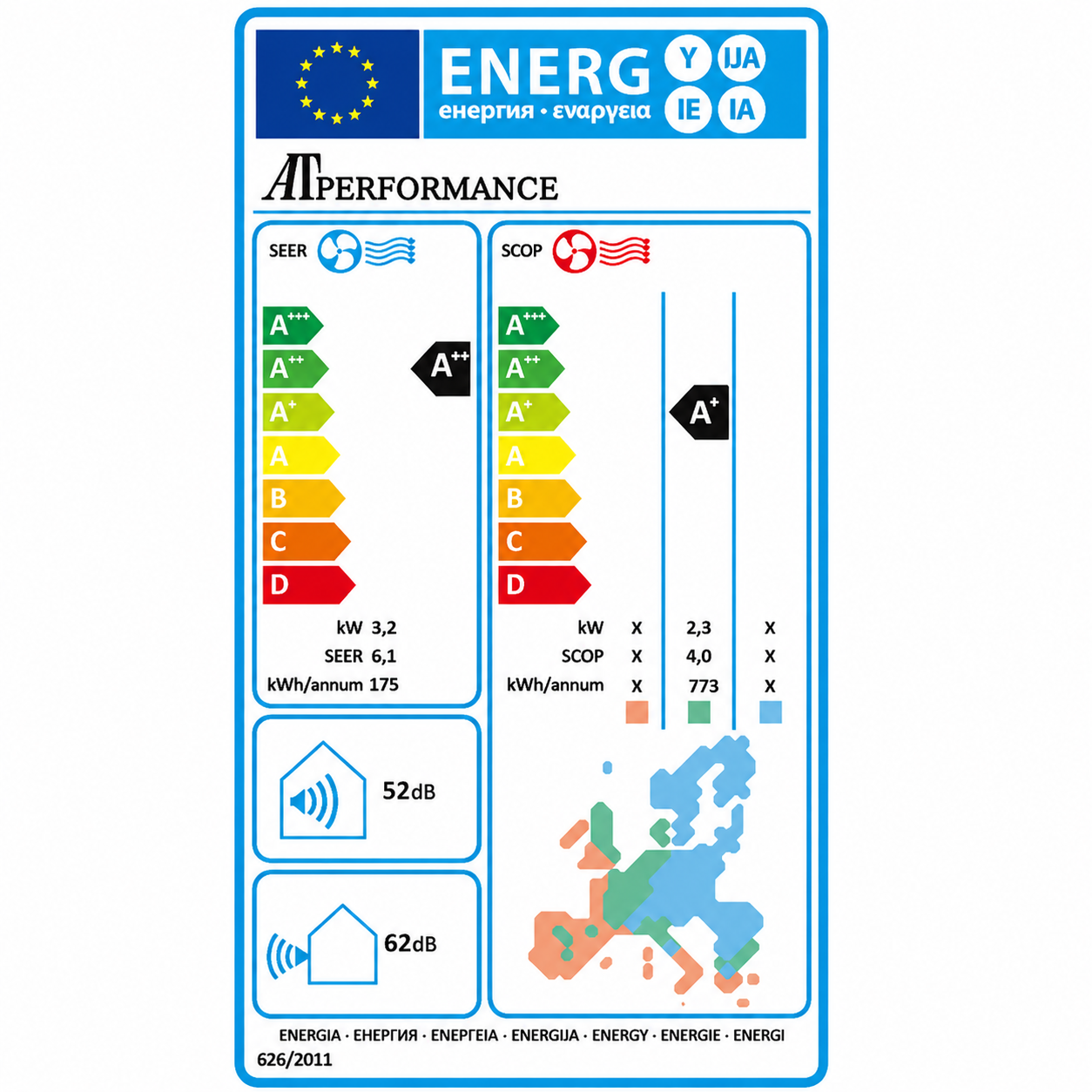 Aer condiționat inverter AT Performance, 12000 BTU, R32, răcire și încălzire, kit instalare inclus