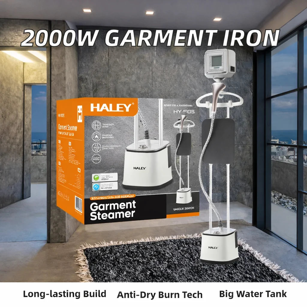 Aparat de călcat vertical cu abur HALEY HY-565, 2000 W, rezervor 2,7 L, abur continuu 80 min