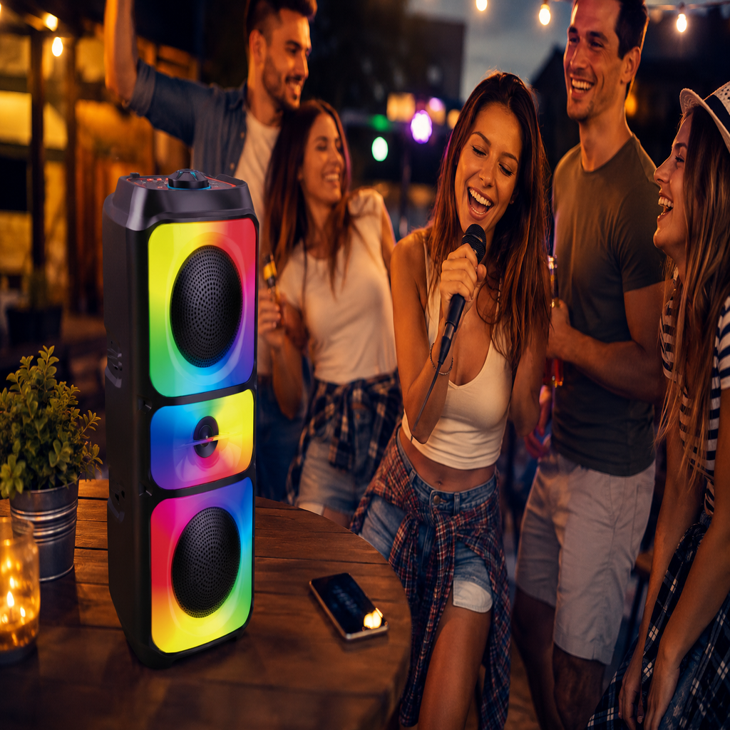 Boxă karaoke portabilă Sing-E ZQS42108M, 2x4 inch, 200 W, Bluetooth 5.3, baterie 2500 mAh, negru