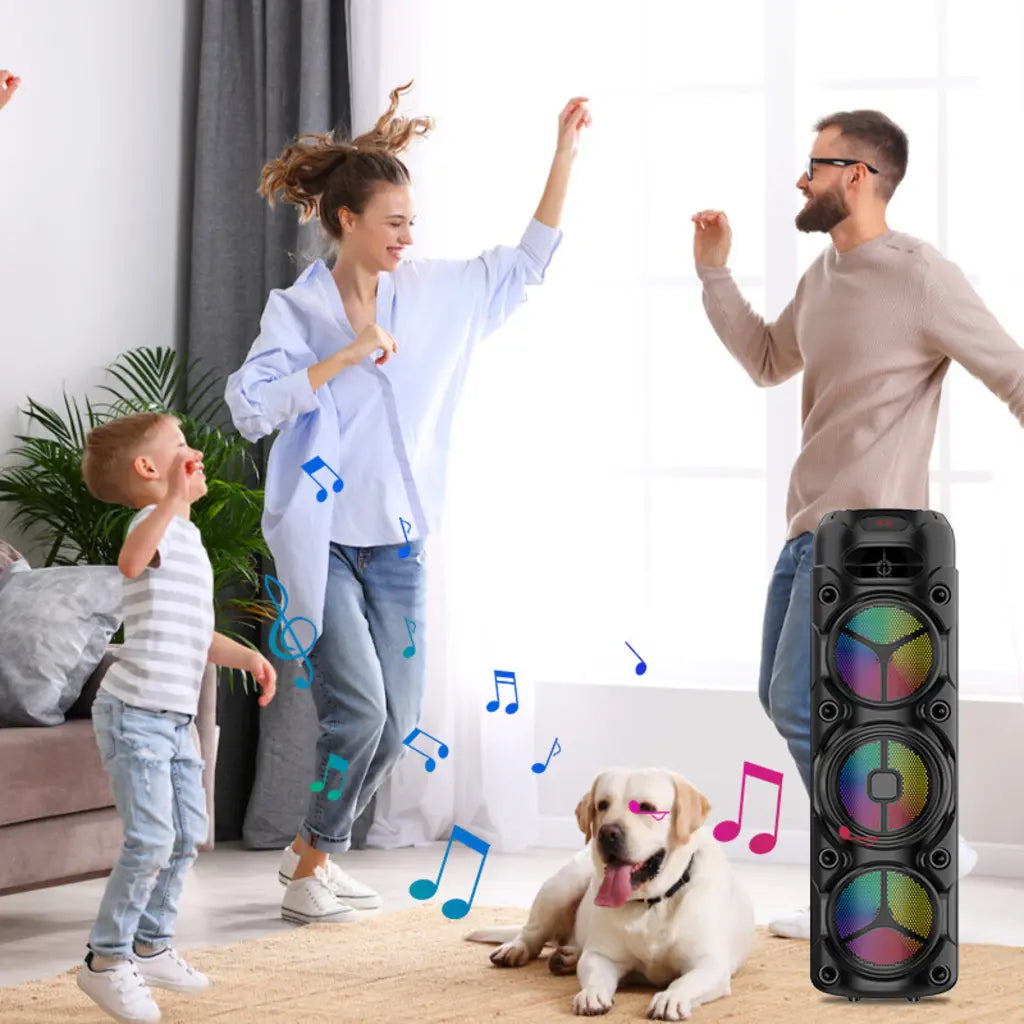 Boxă karaoke portabilă Sing-E ZQS8308, 3x8 inch, 400 W PMPO, baterie 6000 mAh, microfon wireless
