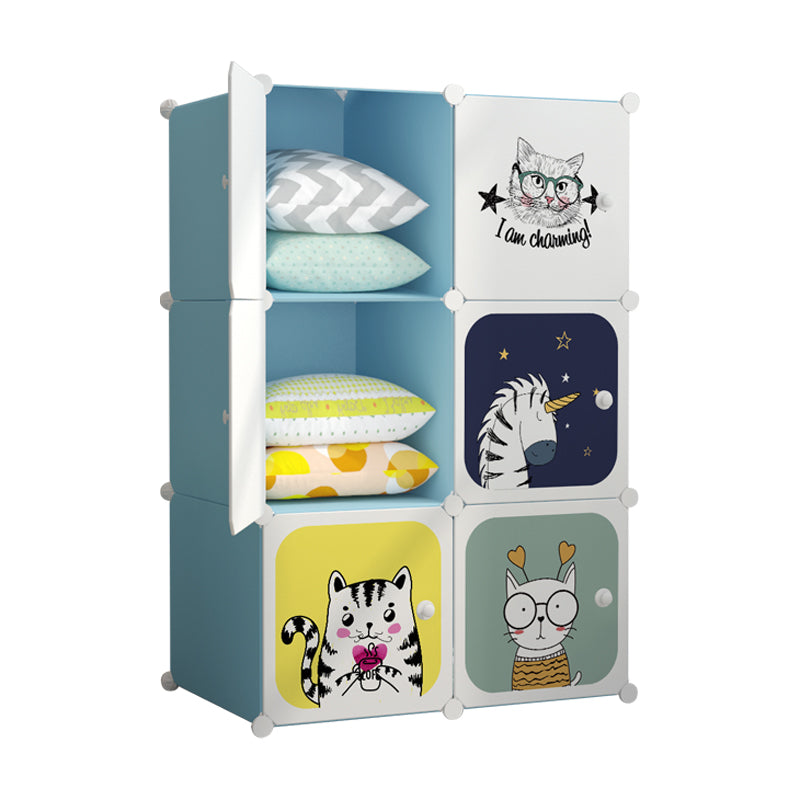 Dulap modular pentru copii AT Performance, 6 rafturi, 110x74x37 cm, plastic dur, alb și bleu