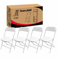 Set 4 scaune pliabile AT Performance, cadru metal vopsit, șezut plastic rezistent, interior-exterior, alb