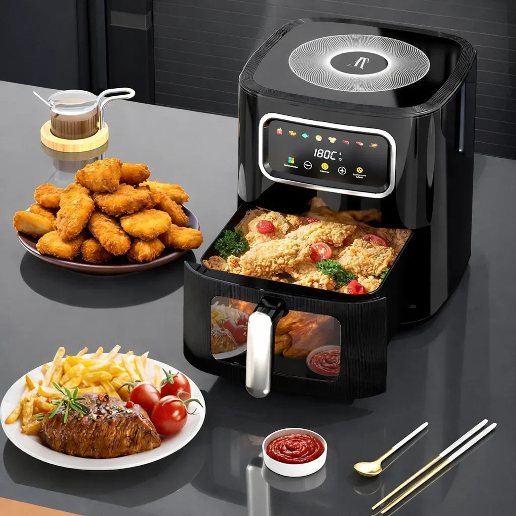 Friteuză cu aer cald AT Performance AT-M60, 10 L, 2800 W, control digital, negru