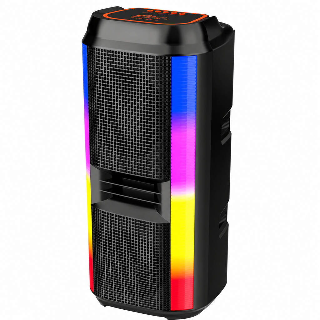 Boxă portabilă Sing-E ZQS42101, 2x4 inch, 200 W, Bluetooth 5.0, baterie 2500 mAh, LED RGB, negru