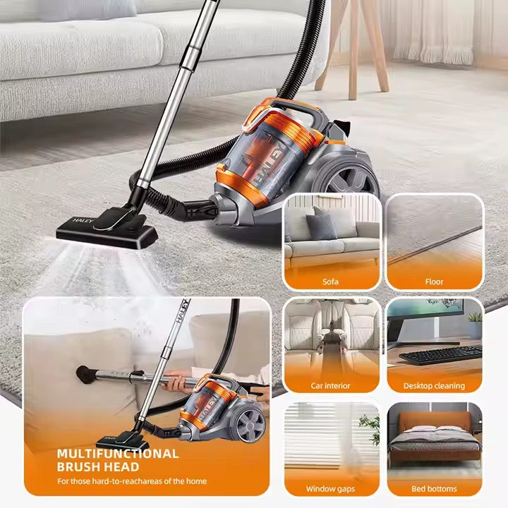 Aspirator cu sac HALEY HY-9905, 3000 W, 4 L, peste 200 AW, portocaliu/gri