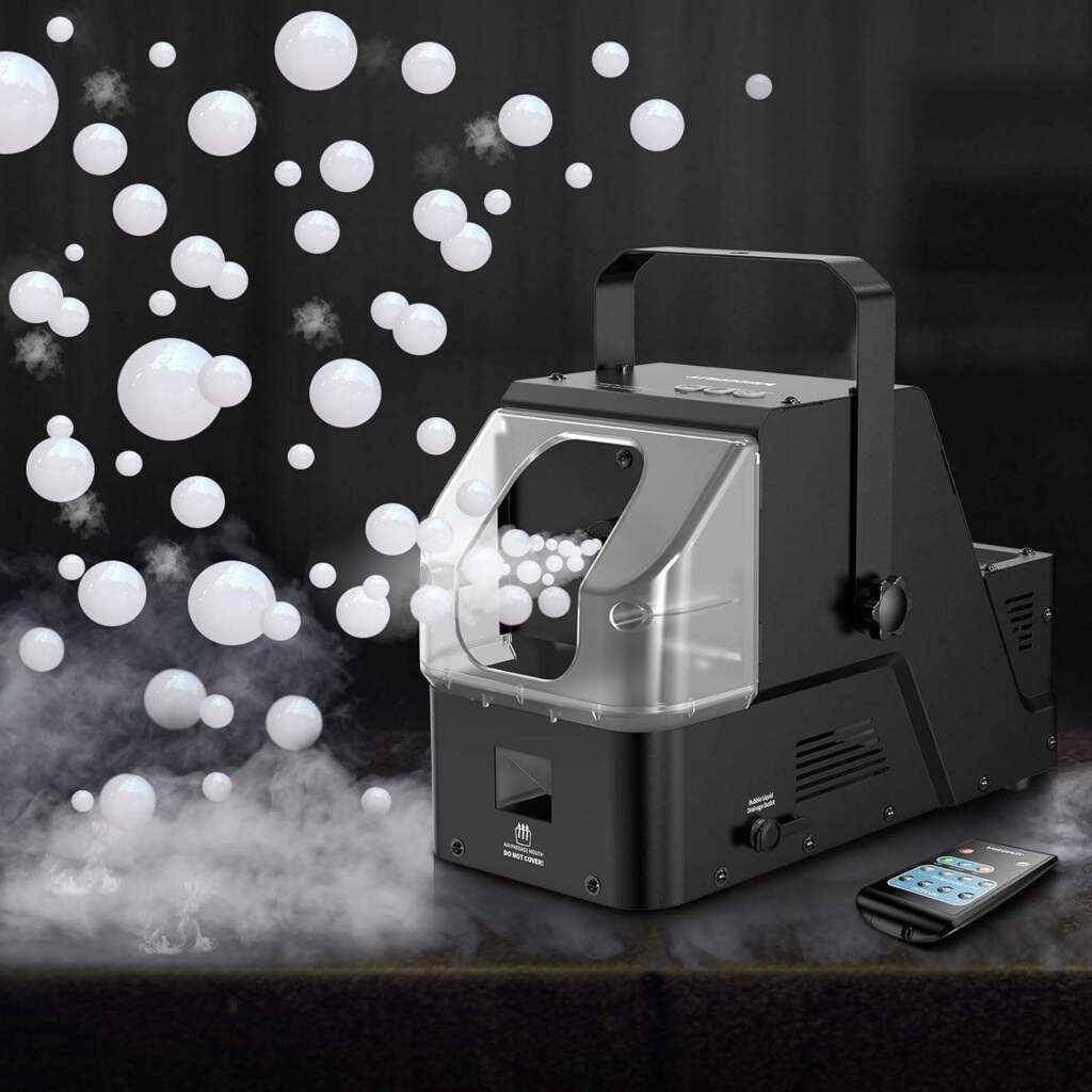 Mașină de fum și baloane 3 în 1 AT Performance, 450 W, rezervor 300 ml, telecomandă wireless 10 m, carcasă metal