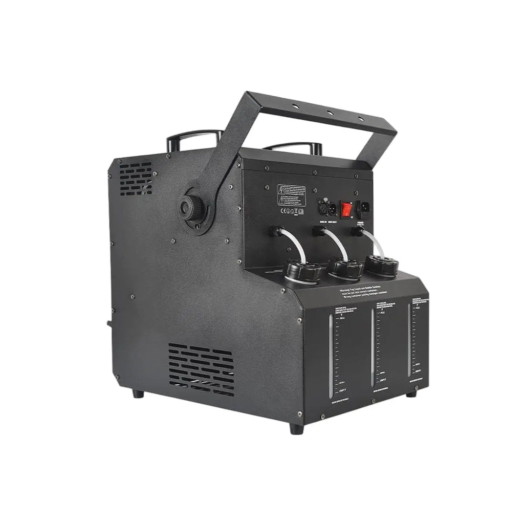 Mașină de baloane profesională dublă AT Performance, LED RGB, control DMX512, 3 rezervoare, unghi reglabil