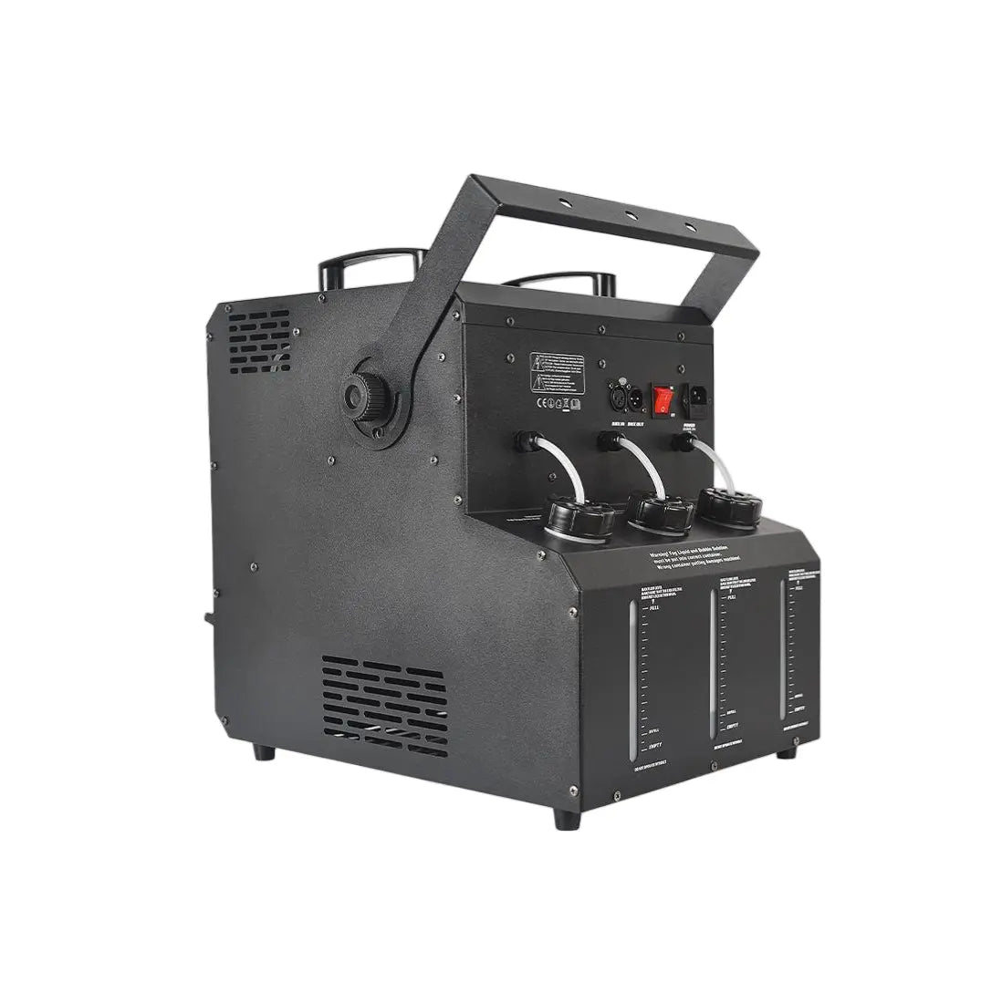 Mașină de baloane profesională dublă AT Performance, LED RGB, control DMX512, 3 rezervoare, unghi reglabil