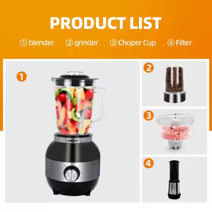 Blender multifuncțional HALEY HY-2908, 1200 W, bol 1,8 L, lame inox, control touchpad