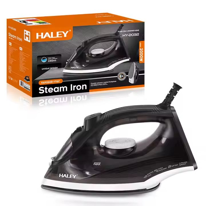 Fier de călcat de mână HALEY HY-2032, 1400 W, abur sub presiune, talpă ceramică, negru