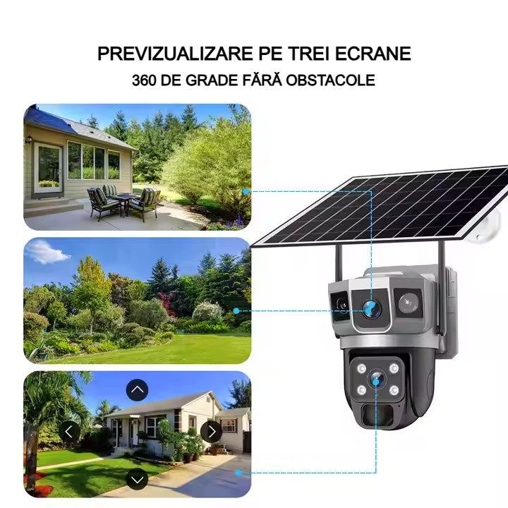 Cameră de supraveghere solară AT Performance, 4MP, 4G SIM, zoom optic 10x, dual lens, PTZ