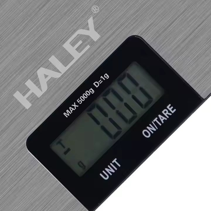 Cântar electronic de bucătărie HALEY HY-5017, 5 kg, precizie 0,1 g, oțel inoxidabil, argintiu