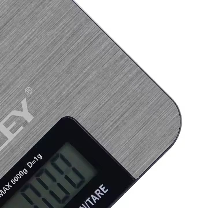 Cântar electronic de bucătărie HALEY HY-5017, 5 kg, precizie 0,1 g, oțel inoxidabil, argintiu