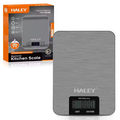Cântar electronic de bucătărie HALEY HY-5017, 5 kg, precizie 0,1 g, oțel inoxidabil, argintiu